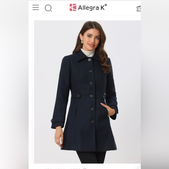Allegra K Overcoat Single Breasted & Pockets - Picture 1 of 7